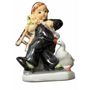 Vintage Antique Friedel Ges. Gesch Handbemalt Germany Boy Goose Figurine Figure